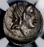 76 BC NGC XF Roman Republic Lucretius Trio Denarius Sol Head Moon 7 Stars 4/5 5/5 (26071501C)