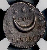 76 BC NGC XF Roman Republic Lucretius Trio Denarius Sol Head Moon 7 Stars 4/5 5/5 (26071501C)