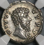 169 NGC Ch XF Lucius Verus Roman Empire Posthumous Eagle Denarius Marcus Aurelius (24073101C)