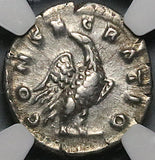 169 NGC Ch XF Lucius Verus Roman Empire Posthumous Eagle Denarius Marcus Aurelius (24073101C)