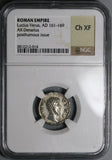 169 NGC Ch XF Lucius Verus Roman Empire Posthumous Eagle Denarius Marcus Aurelius (24073101C)