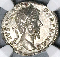 166 NGC MS Lucius Verus Roman Empire Denarius Pax Mint State Aurelius (25072701C)
