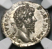 166 NGC MS Lucius Verus Roman Empire Denarius Pax Mint State Aurelius (25072701C)