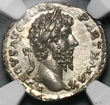 166 NGC MS Lucius Verus Roman Empire Denarius Pax Mint State Aurelius (25072701C)