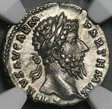 166 NGC AU Lucius Verus Roman Empire Denarius Victory Marcus Aurelius (26033003D)