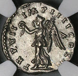 166 NGC AU Lucius Verus Roman Empire Denarius Victory Marcus Aurelius (26033003D)
