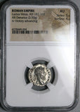 166 NGC AU Lucius Verus Roman Empire Denarius Victory Marcus Aurelius (26033003D)
