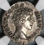 145 NGC AU Marcus Aurelius Caesar Roman Empire Denarius Honos Honor (25111802C)