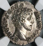 145 NGC AU Marcus Aurelius Caesar Roman Empire Denarius Honos Honor (25111802C)