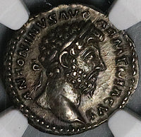 164 NGC Ch XF Marcus Aurelius Denarius Armenia Conquest Roman Empire Commemorative (24081201C)