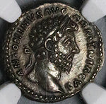 164 NGC Ch XF Marcus Aurelius Denarius Armenia Conquest Roman Empire Commemorative (24081201C)
