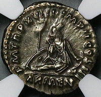 164 NGC Ch XF Marcus Aurelius Denarius Armenia Conquest Roman Empire Commemorative (24081201C)