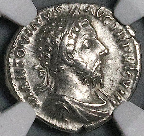 173 NGC Ch VF Marcus Aurelius Denarius Roman Empire German Captive Trophy (25092101C)