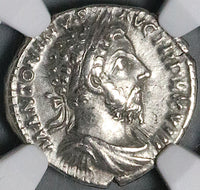 173 NGC Ch VF Marcus Aurelius Denarius Roman Empire German Captive Trophy (25092101C)