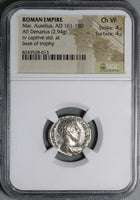 173 NGC Ch VF Marcus Aurelius Denarius Roman Empire German Captive Trophy (25092101C)