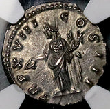 163 NGC AU Roman Empire Marcus Aurelius Denarius Concordia Rare Cuirassed Head (26082603C)