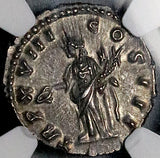 163 NGC AU Roman Empire Marcus Aurelius Denarius Concordia Rare Cuirassed Head (26082603C)