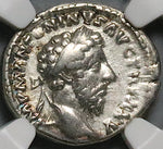 171 NGC Ch VF Marcus Aurelius Denarius Roman Reign 10th Year Emperor Sacrificing (24073103C)