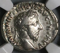 171 NGC Ch VF Marcus Aurelius Denarius Roman Reign 10th Year Emperor Sacrificing (24073103C)
