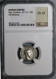 171 NGC Ch VF Marcus Aurelius Denarius Roman Reign 10th Year Emperor Sacrificing (24073103C)
