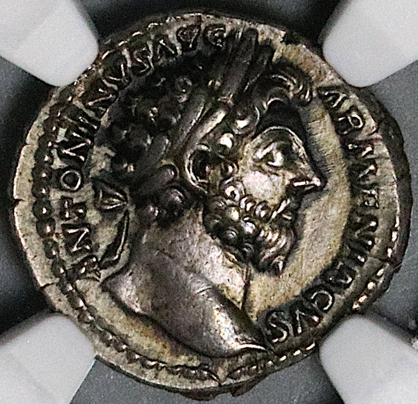 164 NGC Ch XF Marcus Aurelius Denarius Roman Empire Felicitas (24032203C)