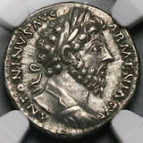 164 NGC Ch XF Marcus Aurelius Denarius Roman Empire Felicitas Rare Cuirassed Bust (25121701C)