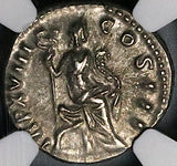 163 NGC Ch XF Marcus Aurelius Denarius Roman Empire Felicitas Curiassed Bust (24011701C)