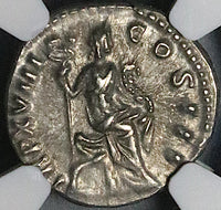 163 NGC Ch XF Marcus Aurelius Denarius Roman Empire Felicitas Curiassed Bust (24011701C)