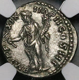 164 NGC Ch XF Marcus Aurelius Denarius Roman Empire Felicitas Rare Cuirassed Bust (25121701C)
