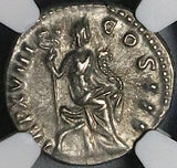 163 NGC Ch XF Marcus Aurelius Denarius Roman Empire Felicitas Curiassed Bust (24011701C)