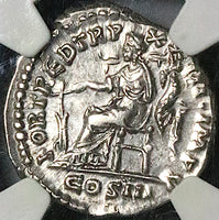 169 NGC AU Marcus Aurelius Roman Empire Denarius Fortuna German Wars (23060802C)