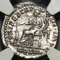 169 NGC AU Marcus Aurelius Roman Empire Denarius Fortuna German Wars (23060802C)