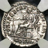 169 NGC AU Marcus Aurelius Roman Empire Denarius Fortuna German Wars (23060802C)