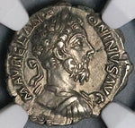 179 NGC Ch XF Marcus Aurelius Denarius Fortuna Roman Empire Rare Cuirassed Bust (24030201C)