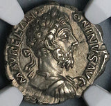 179 NGC Ch XF Marcus Aurelius Denarius Fortuna Roman Empire Rare Cuirassed Bust (24030201C)