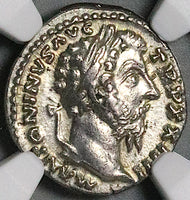 169 NGC XF Marcus Aurelius Denarius Roman Empire Fortuna Rudder (25012802C)