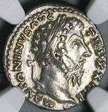 169 NGC XF Marcus Aurelius Denarius Roman Empire Fortuna Rudder (25012802C)