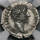 145 NGC Ch VF Marcus Aurelius Caesar Roman Empire Denarius Honos Honor (26042304C)