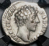 145 NGC VF Marcus Aurelius Caesar Roman Empire Denarius Honos (25080801C)