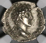 140 NGC XF Marcus Aurelius Roman Empire Denarius Caesar Juventas (23111201C)