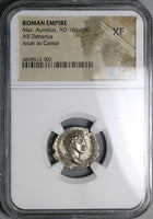 140 NGC XF Marcus Aurelius Roman Empire Denarius Caesar Juventas (23111201C)