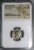 169 NGC Ch XF Marcus Aurelius Denarius Roman Empire Liberalitas Donative V (25082801C)