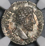 154 NGC Ch XF Marcus Aurelius Caesar Roman Empire Denarius Minerva Rare Portrait (25082702C)
