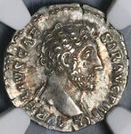 154 NGC Ch XF Marcus Aurelius Caesar Roman Empire Denarius Minerva Rare Portrait (25082702C)