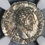 154 NGC Ch XF Marcus Aurelius Caesar Roman Empire Denarius Minerva Rare Portrait (25082702C)
