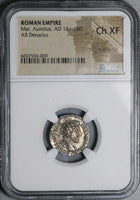 154 NGC Ch XF Marcus Aurelius Caesar Roman Empire Denarius Minerva Rare Portrait (25082702C)