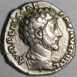 154 Roman Empire Marcus Aurelius Caesar VF Denarius Minerva Rare Portrait (25011501R)