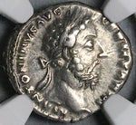 175 NGC Ch VF Marcus Aurelius Denarius Roman Empire Pax Ex RARE Reverse (25060802C)