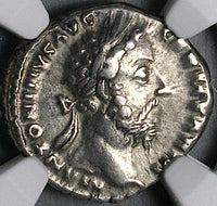 175 NGC Ch VF Marcus Aurelius Denarius Roman Empire Pax Ex RARE Reverse (25060802C)