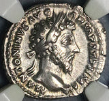 166 NGC XF Marcus Aurelius Denarius Roman Empire Pax Parthian Peace (26021201C)